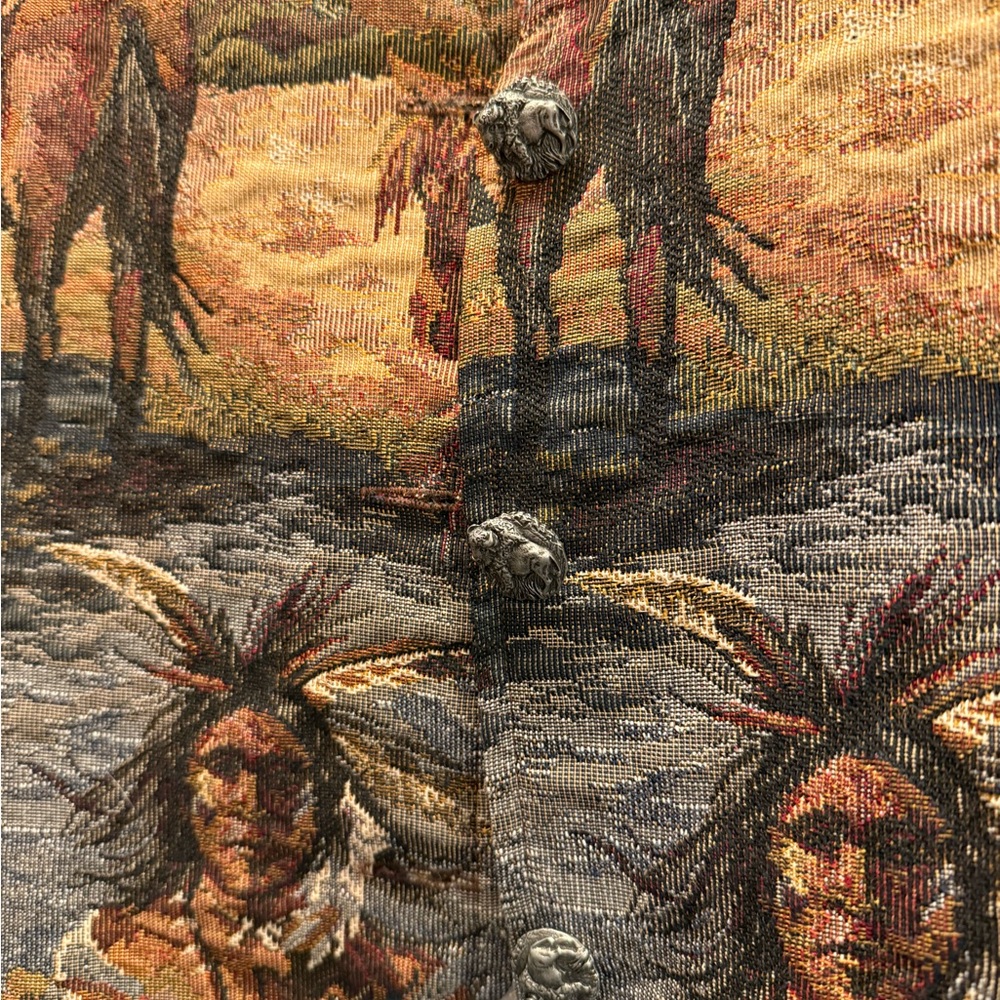 Longhorn Western Themed Vest with Brown and Green Tones - Picture 4 of 9